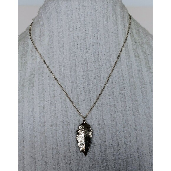 Unsigned Jewelry - Vintage 925 Sterling Silver Real Holly Leaf Dipped Pendant Necklace 20 in/4.88g
